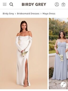 Birdy Grey White Strapless Maya Gown with Long Sleeves